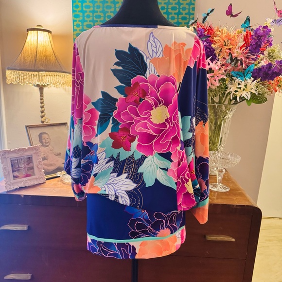 Floral Kimono Sleeve Mini Dress - Picture 5 of 5